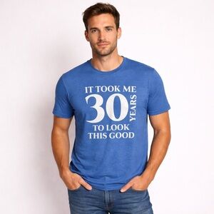 Men's Blue Graphic Tee - 'It Took Me 30 Years'